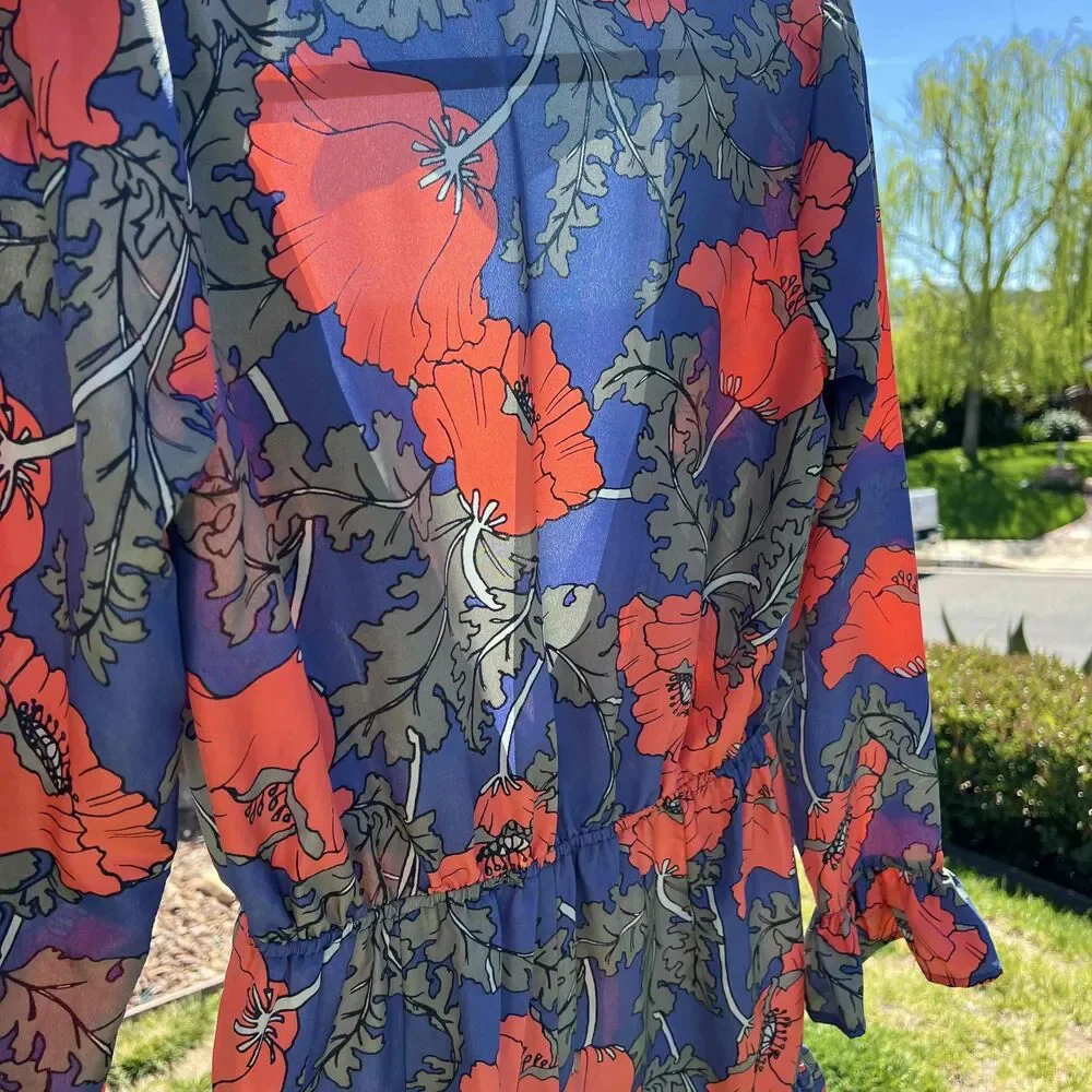 Tularosa Bishop Romper Blue Floral Long Sleeve Ruffle NWOT Size XS - Picture 6 of 6